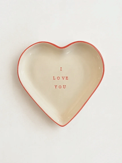 Тарелка ручной работы Ceramission в форме сердечка «I love you», керамика, 14см, фото 1.