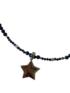 Чокер ручной работы из лазурита и гематита с подвеской-звёздочкой