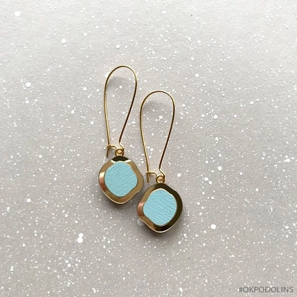 Серьги ОКподолинс «Озёра», дерево, бирюзовые, фото 2.