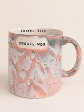 Кружка ручной работы NF ceramics «Доброе утро, любовь моя», розовая, керамика, 440 мл
