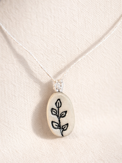 Подвеска ручной работы Молис Керамика «Веточка», зеленая, керамика, фото 1.