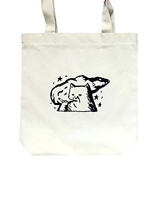 Сумка шоппер «Котик с сижкой», белый