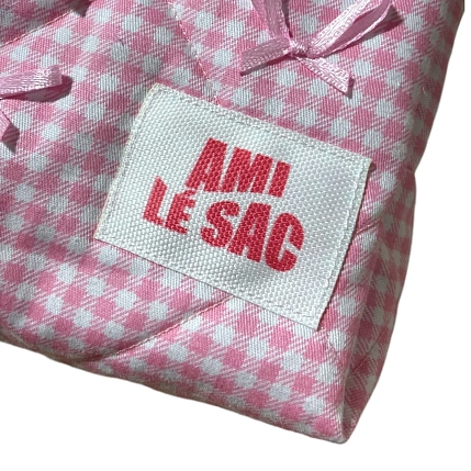 Косметичка ручной работы АМИ (Ami lé sac) «Moyen», розовая клетка с бантиками, фото 2.