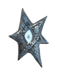 Брошь ручной работы Корсак металлик «Звезда», коричневая, керамика