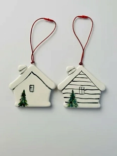 Ёлочная игрушка Верба керамика «Домик», плоская, керамика