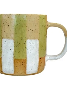 Кружка ручной работы Полосы, зелёная, керамика, 300 мл