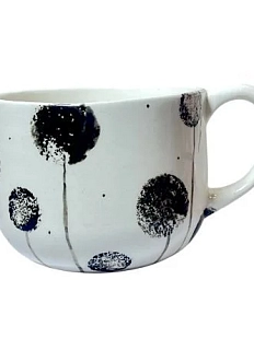 Кружка ручной работы Катя Вебер «Одуванчики», белая, полуфарфор, 350 мл