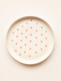 Блюдце ручной работы «Розовые сердечки», полуфарфор, 14 см