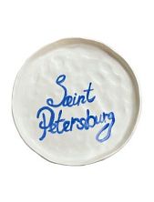 Тарелка ручной работы c надписью «Saint Petersburg», керамика, 17 см