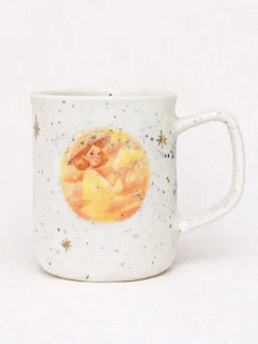 Кружка ручной работы Анна Герман «Рыжая девушка», белая в крапинку, фарфор, 300 мл