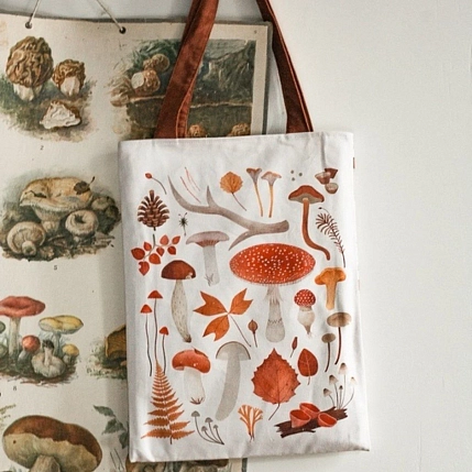 Сумка шоппер «Мухоморы», белый, фото 1.
