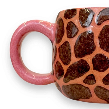 Кружка ручной работы ПинкФокс «Жираф», розово-коричневая глянцевая, керамика, фото 2.