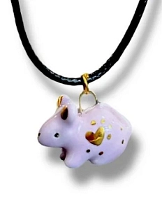 Подвеска ручной работы с мышкой, лиловая, керамика