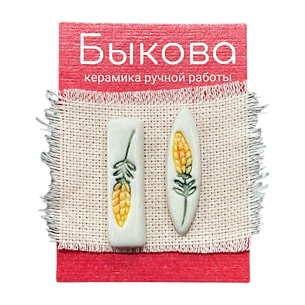 Серьги ручной работы «Желтые цветы», фарфор, фото 1.