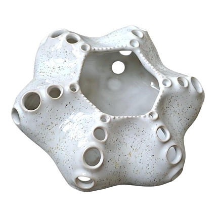 Подсвечник ручной работы «Морской ёж», 16 см, белый, керамика, фото 2.