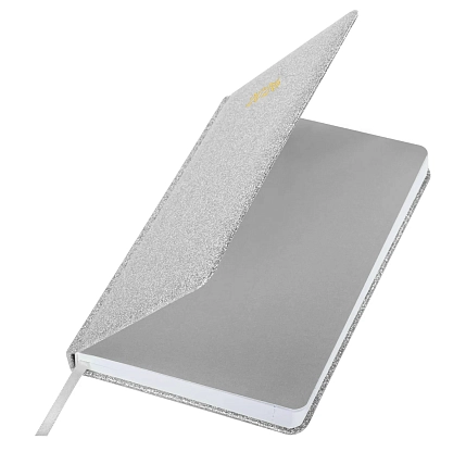 Ежедневник датированный 2026 BRAUBERG «Sparkle», серебристый, А5, фото 2.
