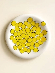 Тарелка ручной работы АН2К Жёлтая черешня, керамика, 20 см