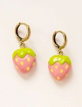 Серьги-конго Радость Рядом «Клубнички», полимерная глина, розовые