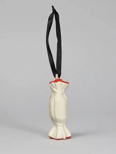 Ёлочная игрушка конфета Катя Вебер «Карамелька», керамика, белая с красным