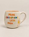 Кружка ручной работы Hands in Clay «More champagne less pain», оранжевая, керамика, 400 мл, круглая, превью фото 1