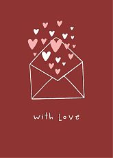 Открытка «Сердечки в конверте with love»