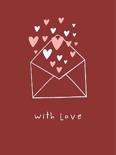 Открытка «Сердечки в конверте with love»