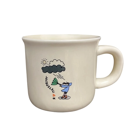 Кружка эмалированная Подписные изделия «Погода в Санкт-Петербурге», кремовая, 90 мл, фото 1.