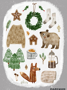 Стикерпак на Новый год «Зимний», А5