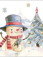 Открытка на Новый год «Снеговик и ёлка»