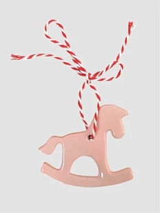 Ёлочная игрушка ММ керамика «Лошадка-Качалка», розовая