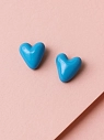 Серёжки-гвоздики Радость Рядом Сердечки, полимерная глина, голубые, превью фото 2