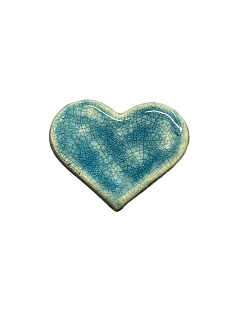Брошь ручной работы КерамЕлКа Сердце, патина синяя, керамика