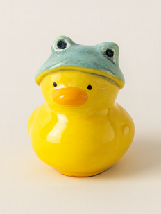 Керамическая фигурка Уточка в  зелёной шляпке