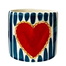 Стакан ручной работы Чашки и поцелуи «Синие полоски и красное сердце», полуфарфор, 250 мл, превью фото 1