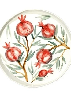 Блюдо ручной работы Верба керамика «Гранаты», фарфор, 28 см