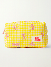 Косметичка ручной работы АМИ (Ami lé sac) «Bebesss», жёлтая клетка с бантиками