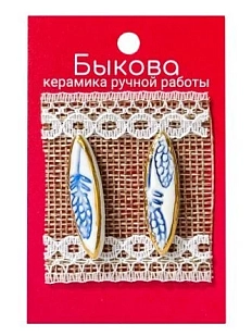 Серьги ручной работы Быкова керамика «Синие цветы»‎, фарфор