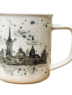 Кружка ручной работы Верба керамика цилиндр «Дремлет притихший северный город», керамика, 500 мл
