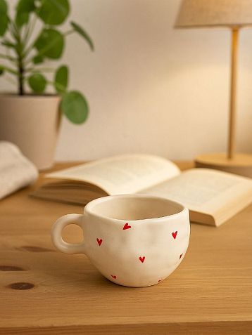 Кружка ручной работы Керамур «Сердечки», керамика, 180 мл, фото 3.