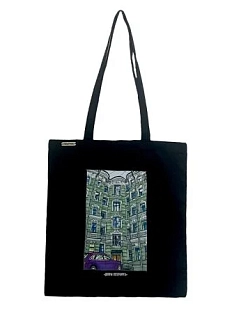 Сумка шоппер с дворами Петербурга «Дом на улице Ленина», чёрный