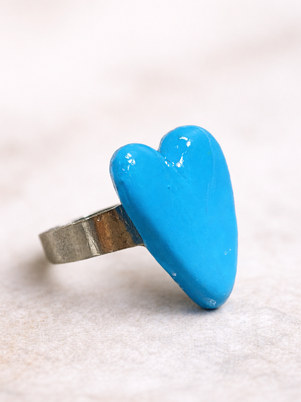 Кольцо Радость Рядом «Сердце индиго», незамкнутое, полимерная глина, фото 1.