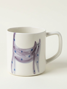 Кружка ручной работы Донышко-горлышко «Кот Краш Фиолетовый», белая, керамика, 400