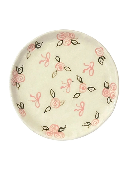 Тарелка ручной работы Татко керамика «Розы и бантики», керамика, 18 см, фото 1.