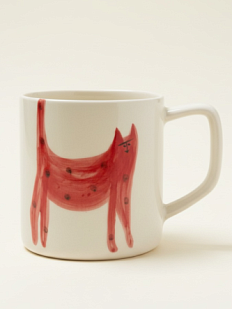 Кружка ручной работы Донышко-горлышко «Кот Краш Красный», белая, керамика, 400