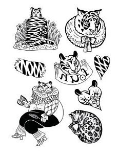 Временные тату Валя Карнавалова «Тигры чёрно-белые», 8 шт