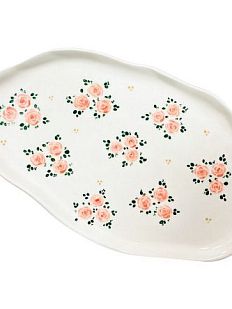 Тарелка ручной работы с розовыми розочками «Винтаж», керамика, 25 см