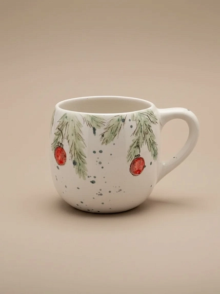 Кружка ручной работы Верба керамика «Новогодние шары», круглая, керамика 350 мл, фото 1.