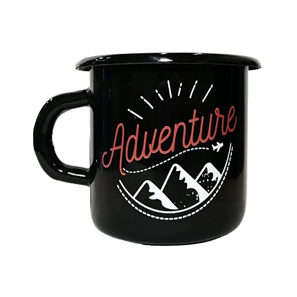 Эмалированная кружка Магтрэп «Adventure», чёрная, 400 мл, фото 1.