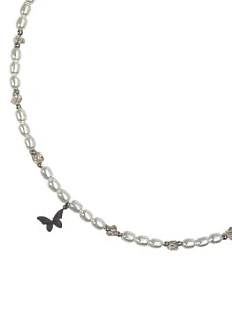 Чокер ручной работы ‭«Crystal» с подвеской-бабочкой, белый