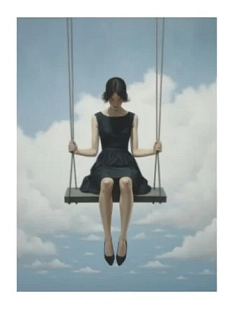 3D Стикер на телефон «Девушка на качелях», голубой, объёмный